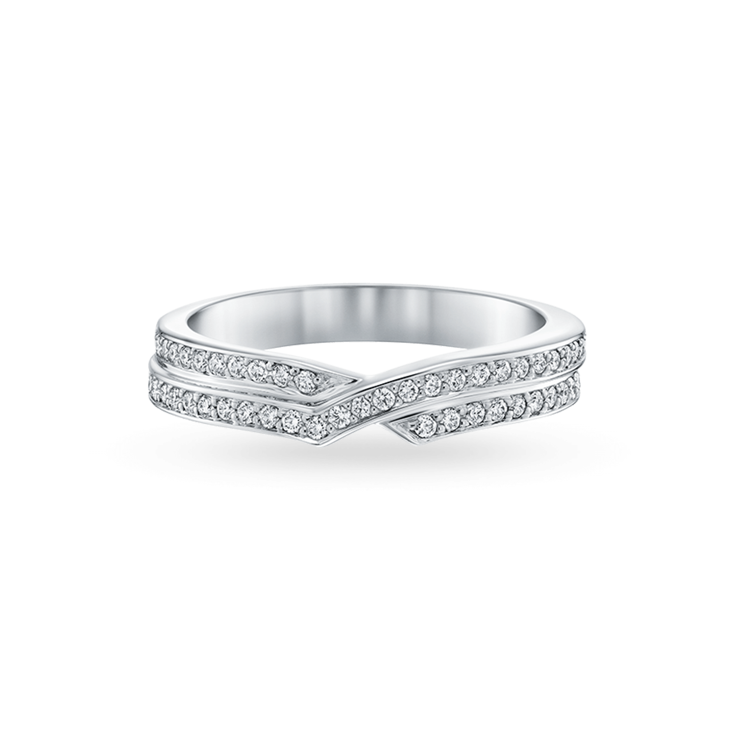 2 Row Micropavé Diamond Wedding Band, Product Image 1