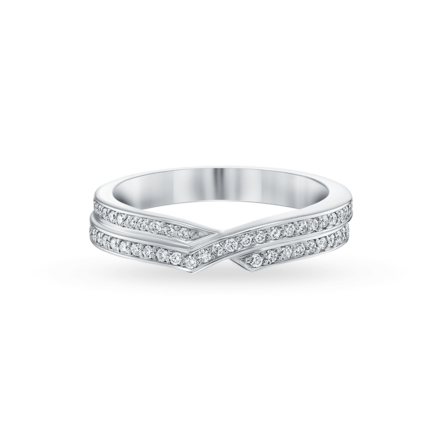 2 Row Micropavé Diamond Wedding Band, Product Image 2