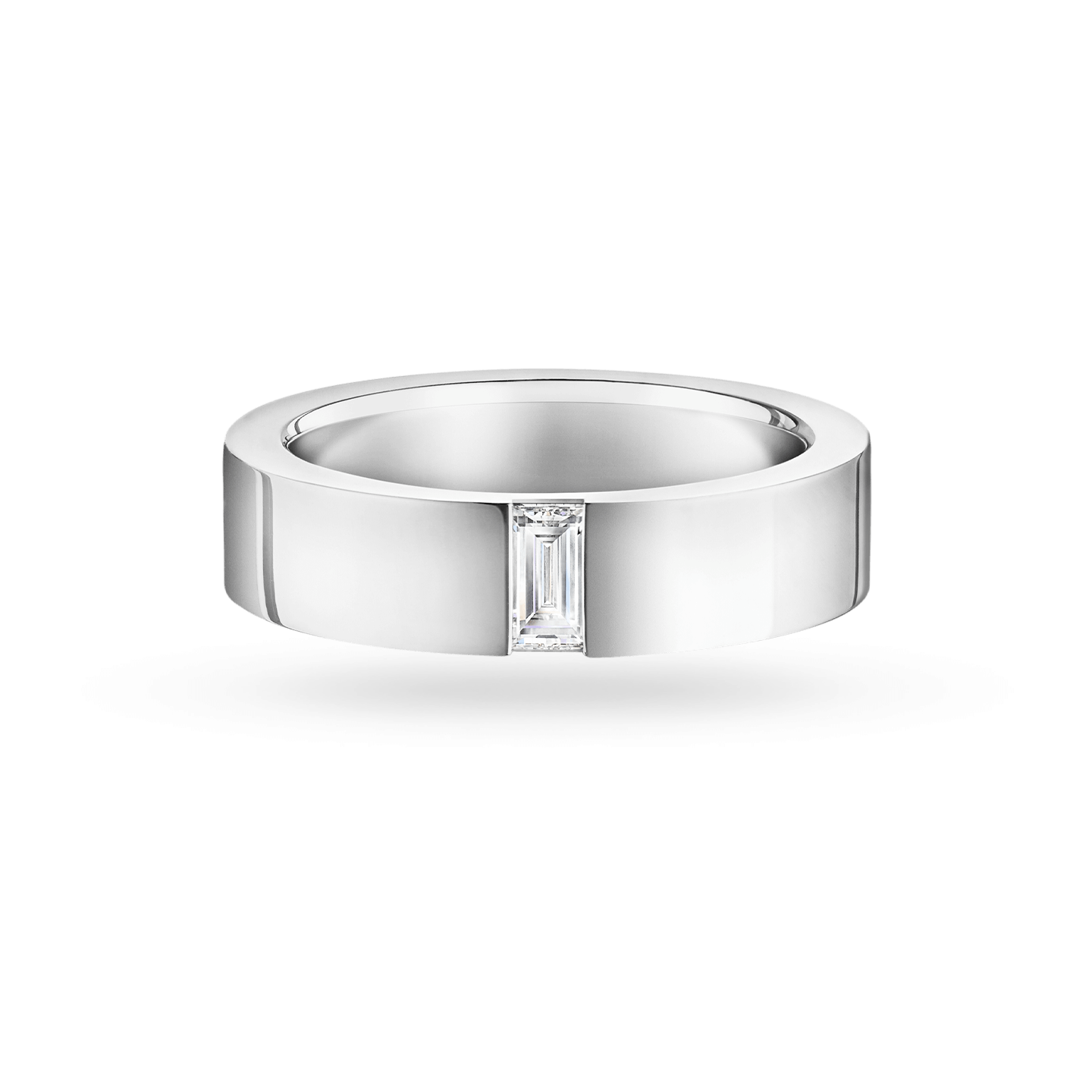 Baguette-Cut Vertical Single Diamond Wedding Band