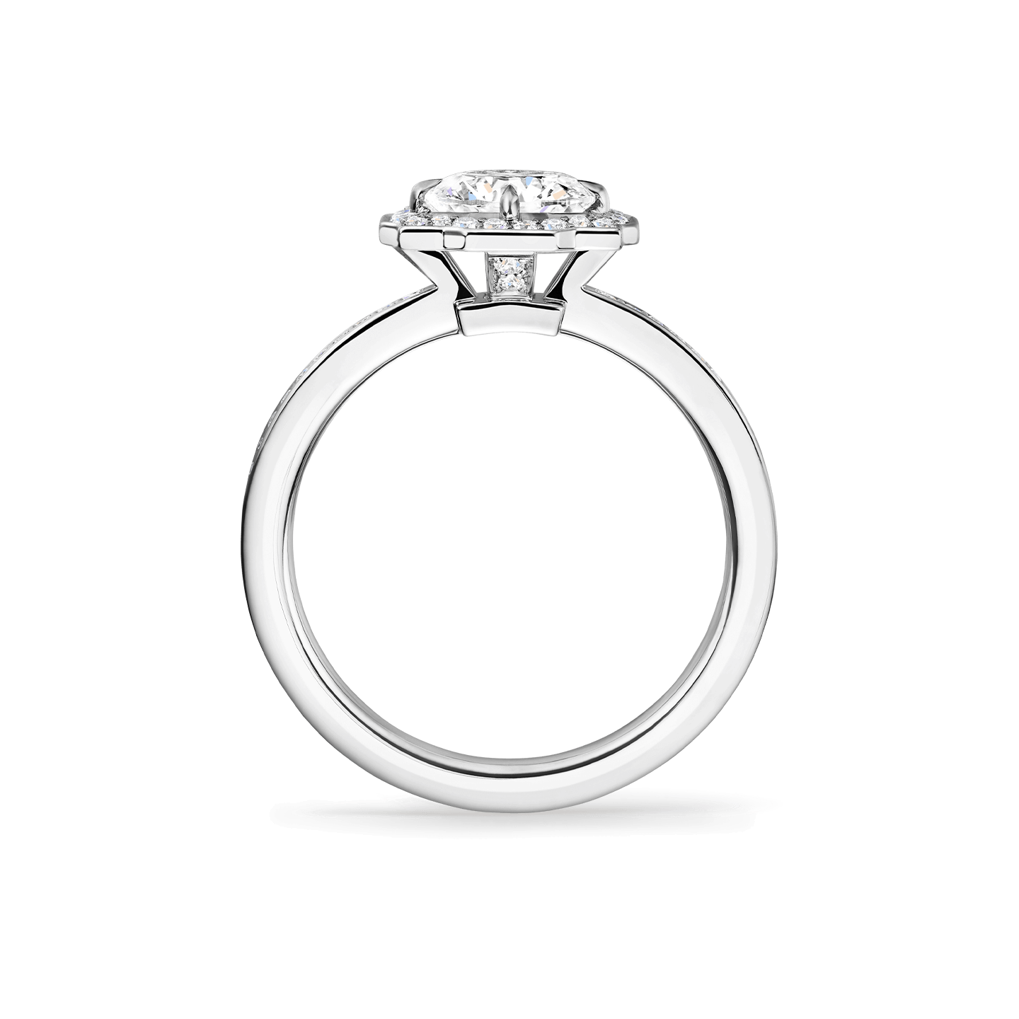 Side view of the Belle Round Brilliant Diamond Micropavé Engagement Ring