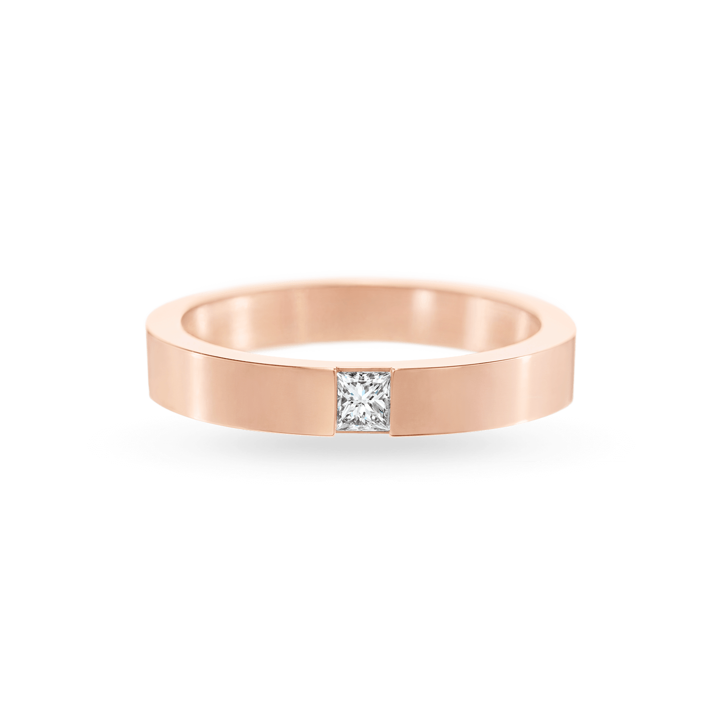 Princess-Cut Single Diamond Wedding Band in Rose Gold, Product Image 1