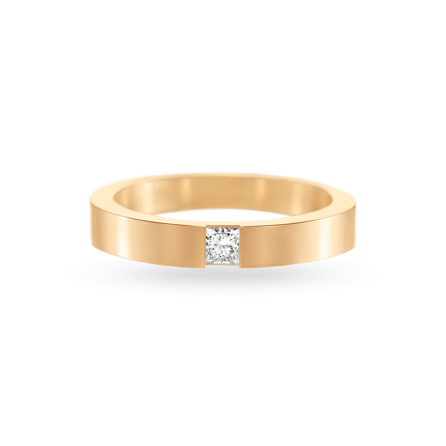 Princess-Cut Single Diamond Wedding Band in Yellow Gold, Product Image 1