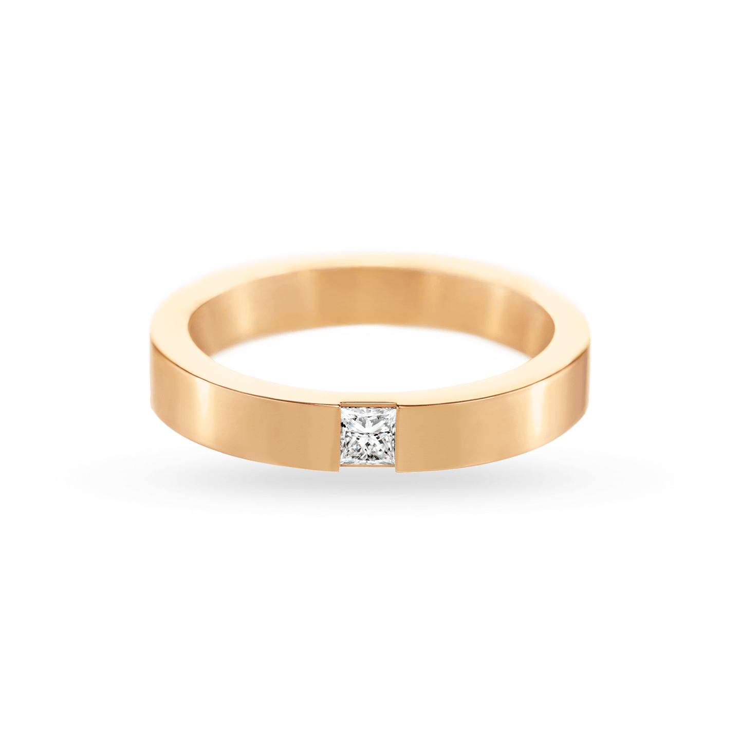 Princess-Cut Single Diamond Wedding Band in Yellow Gold, Product Image 2