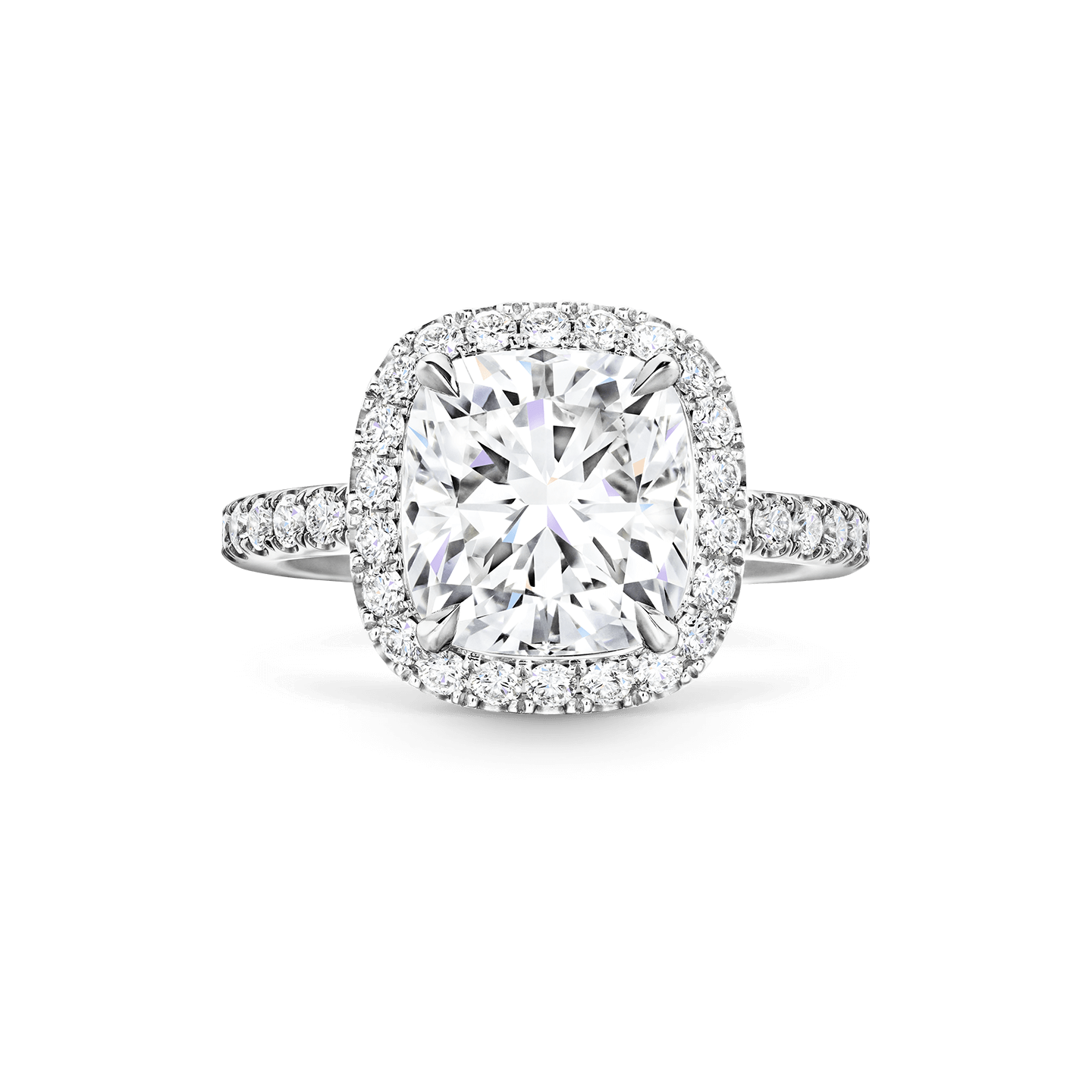 Front view of the The One Cushion-Cut Diamond Micropavé Engagement Ring