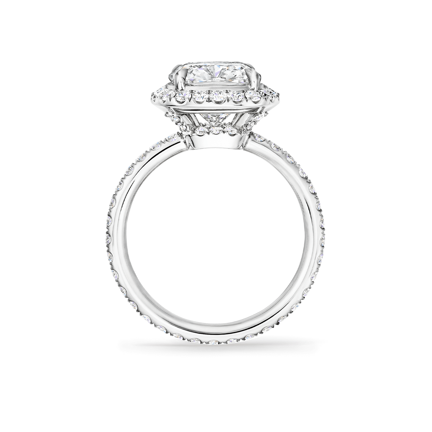 Side view of the The One Cushion-Cut Diamond Micropavé Engagement Ring