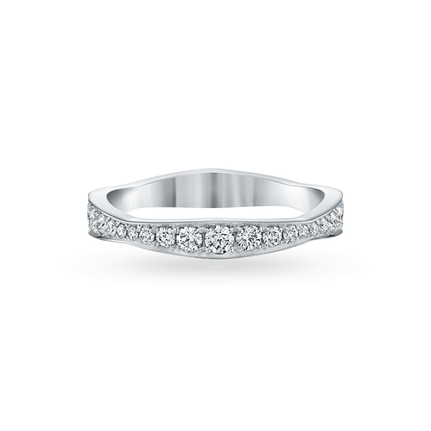 Wave Diamond Wedding Band with Pavé, Product Image 1